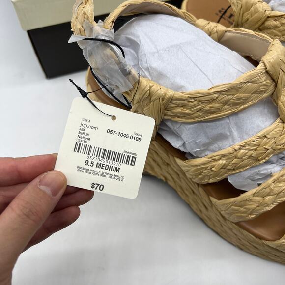 a.n.a Womens Merlin Wedge Sandals Brown Natural Size 9.5M - Picture 5 of 13